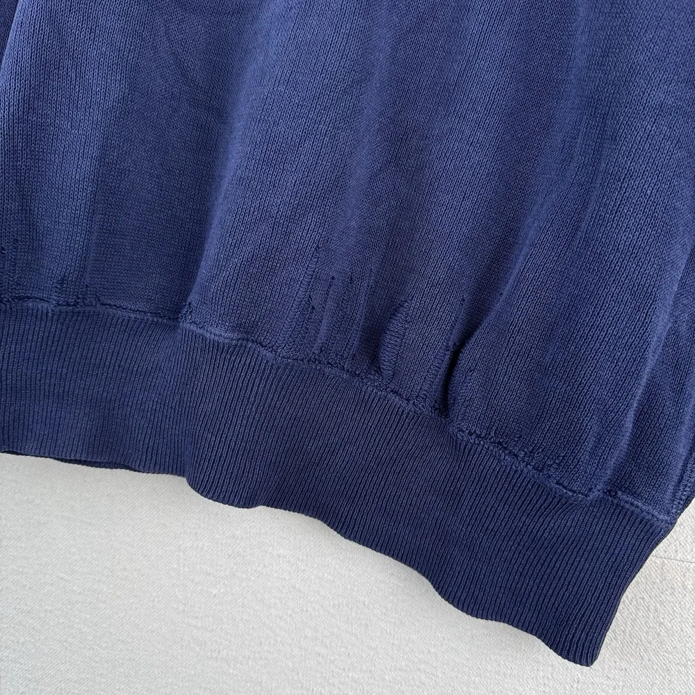 90's‎ Vtg Polo Ralph Lauren Raglan Short Sleeve Sweatshirt Blue XL *Distressed